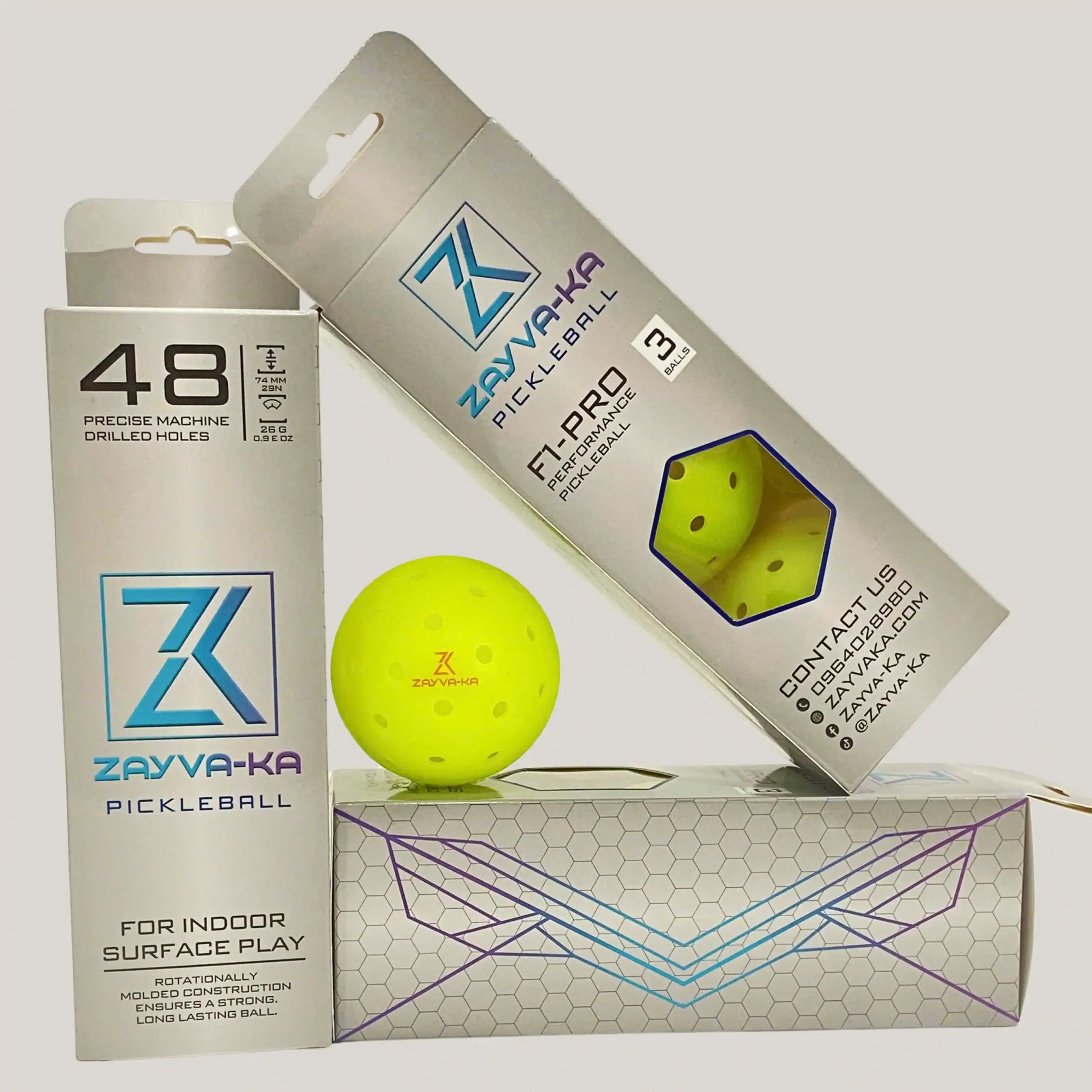 Bóng thi đấu Pickleball ZAYVA-KA F1-Pro 48 lỗ (Hộp 3 quả)