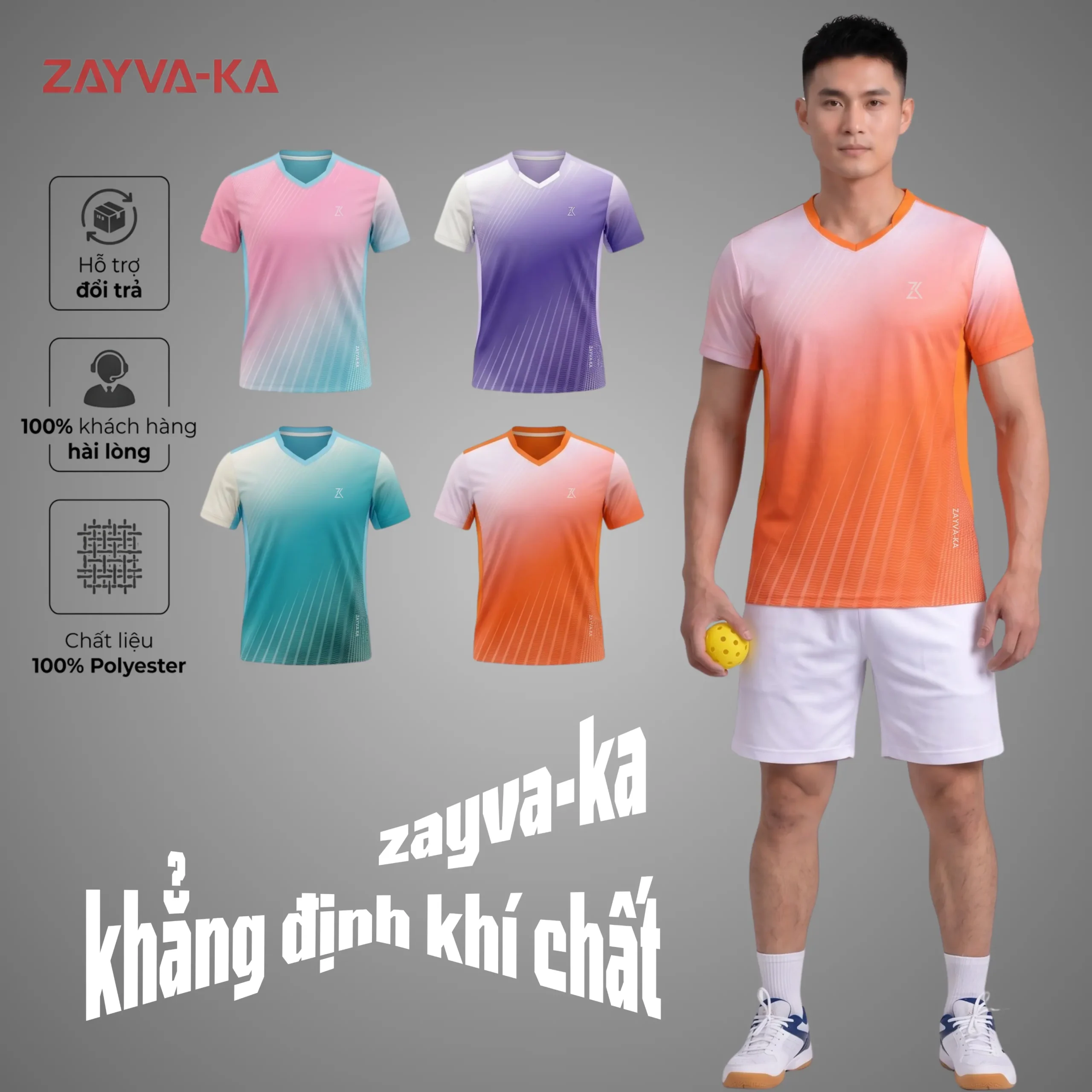 Áo Thể Thao ZAYVA-KA Cổ V Gradient