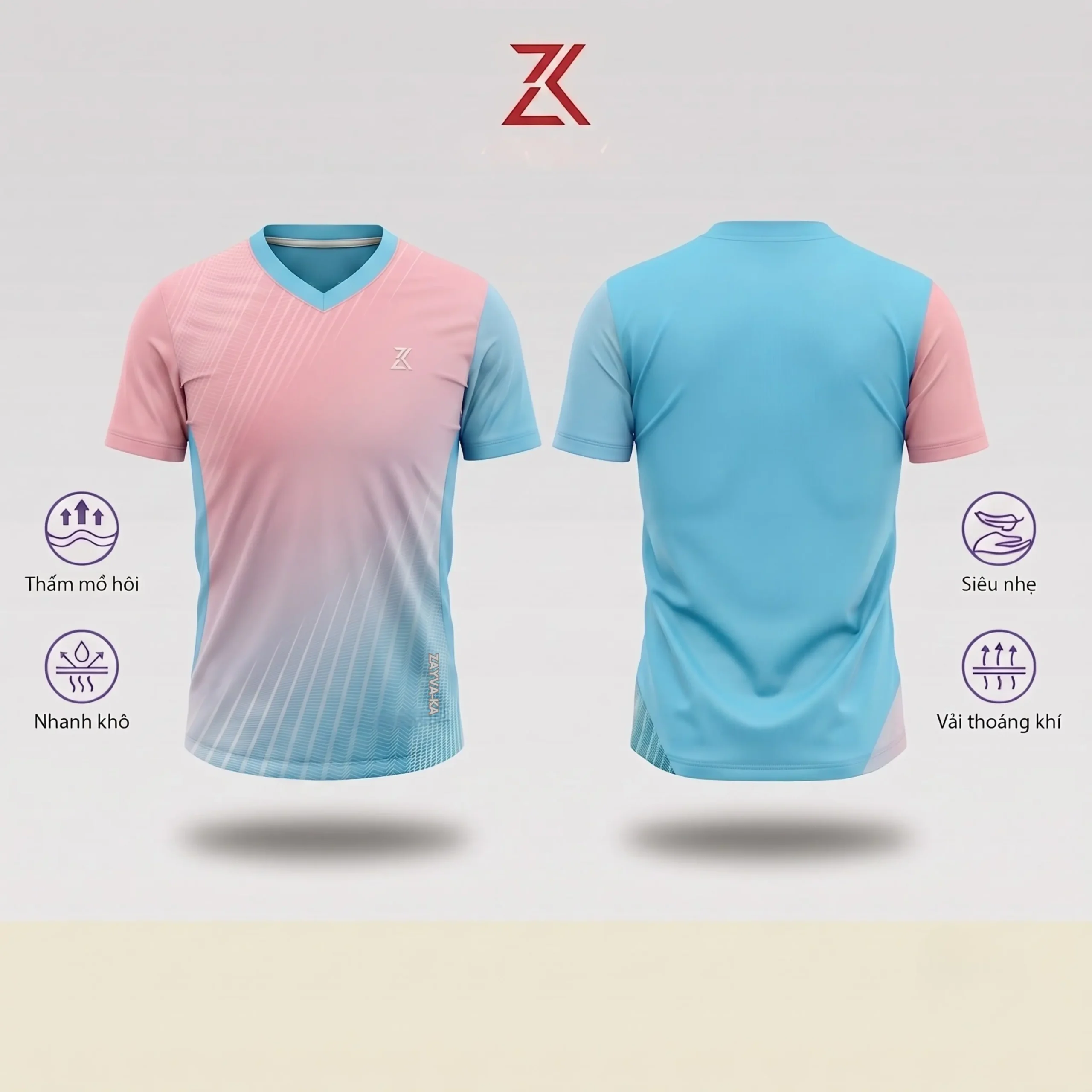 Áo Thể Thao ZAYVA-KA Cổ V Gradient - Ảnh 8